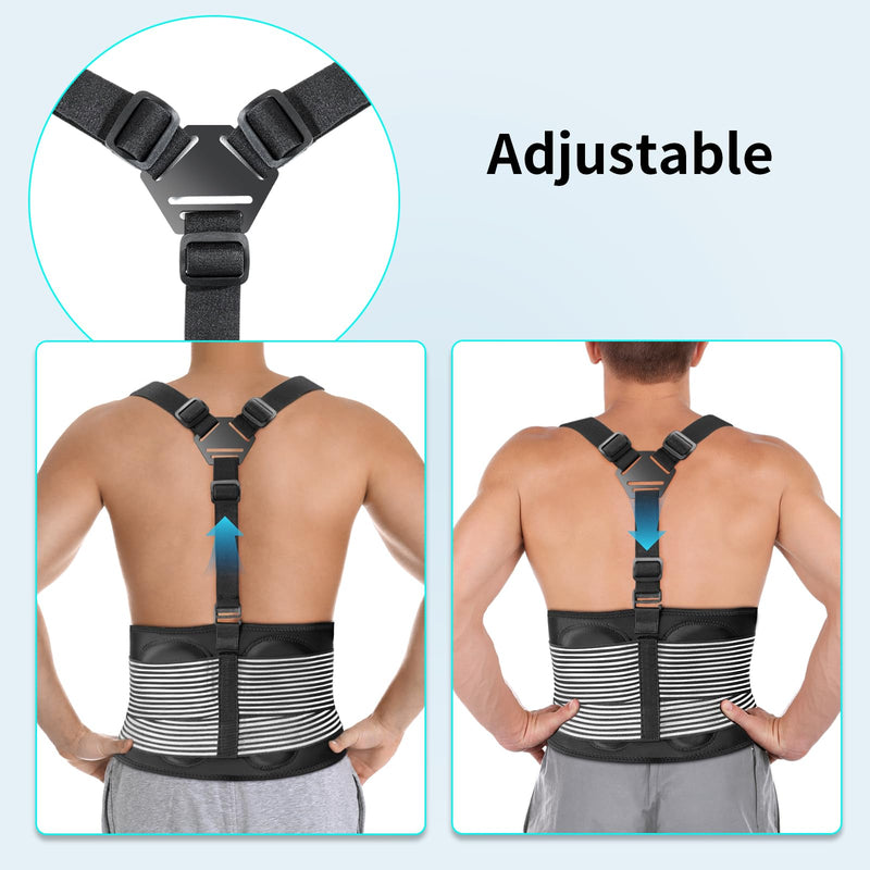 [Australia] - AllyFlex Sports® Back Brace For Lifting Work Y-shape Suspenders Safety Belt With Dual 3D Lumbar Support Relieve Pain, Prevent Injury - XL/XXL (45''-55'') XL/XXL (45''-55'') 