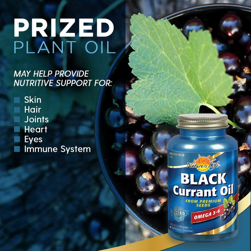 [Australia] - Nature's Life Black Currant Seed Oil 1000 mg | with Omega-3 ALA, Omega-6 GLA and Stearidonic Acid | 60ct 