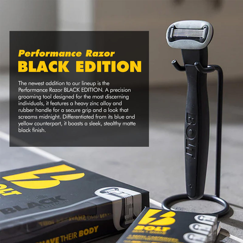 [Australia] - Performance Razor - Black Edition - 5-Blade Swedish Steel - Aloe & VIT E - Zinc Handle - Smooth Shave Kit - 2 Cartridges BOLT Performance Razor Black 