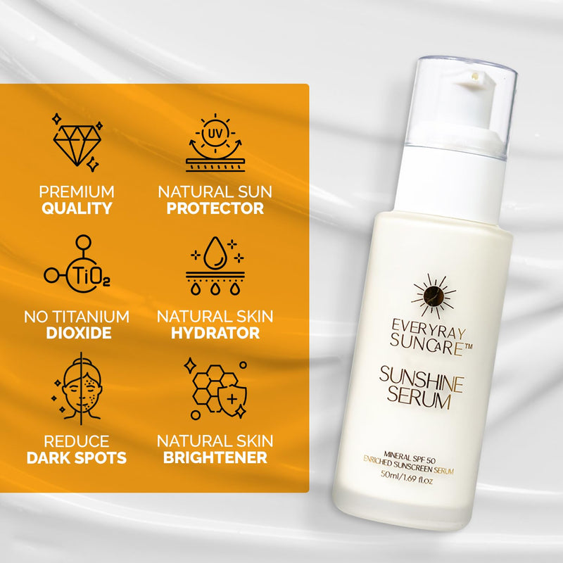 Sunshine Serum - Enriched Mineral Suncreen Serum - 1.69 fl oz - SPF 50 with skin hydrating squalane and Vitamin C - For All Skin Types and Skin Tones