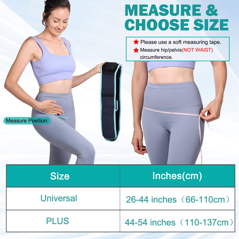 Sacroiliac Hip Belt With Double 3D Pad for Women and Men，With Anti Slip Strips Adjustable Pelvic Support Belt for Sciatica, Pelvis, Lumbar & Nerve Pain Si Joint Dysfunction Trochanter brace(Regular) Universal (Hip Size 26"- 44")