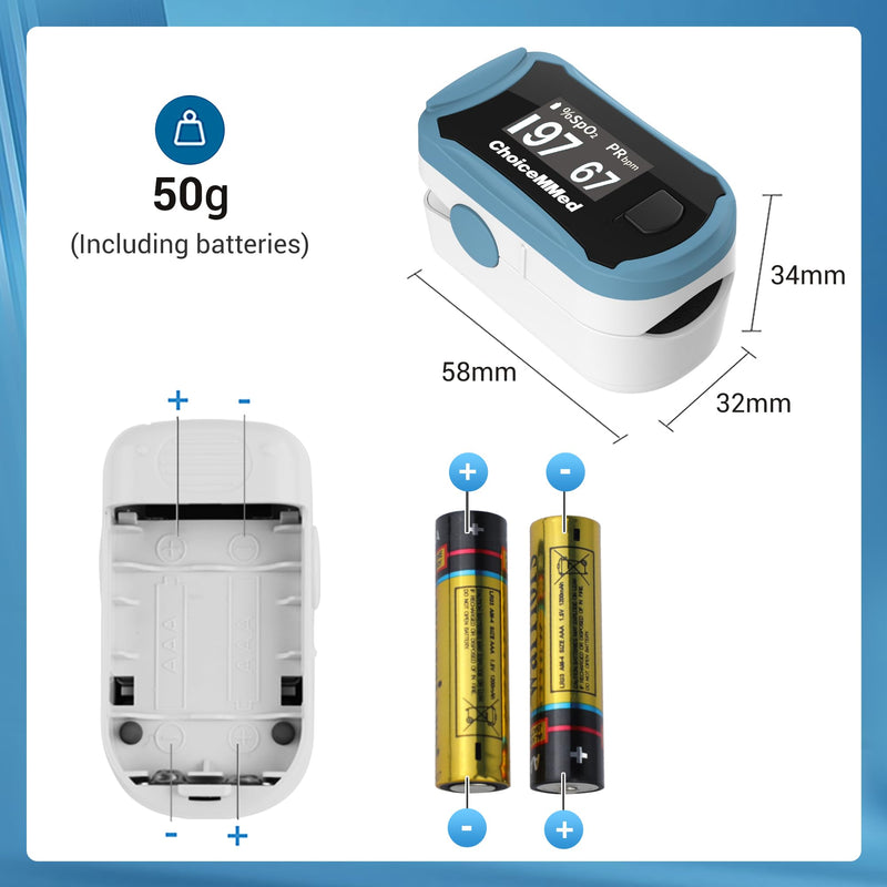 ChoiceMMed C29 Pulse Oximeter - Fingertip Pulse Oximeter Blood Oxygen Saturation Monitor - Large OLED Screen SPO2 Monitor with Lanyard and Carrying Case