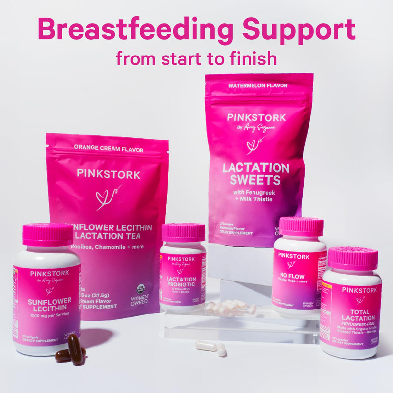 [Australia] - Pink Stork Sunflower Lecithin Supplement - 1200 mg for Clogged Milk Ducts - Breastfeeding Essentials for Postpartum Moms - Supports Breast Milk Flow - 60 Softgels 