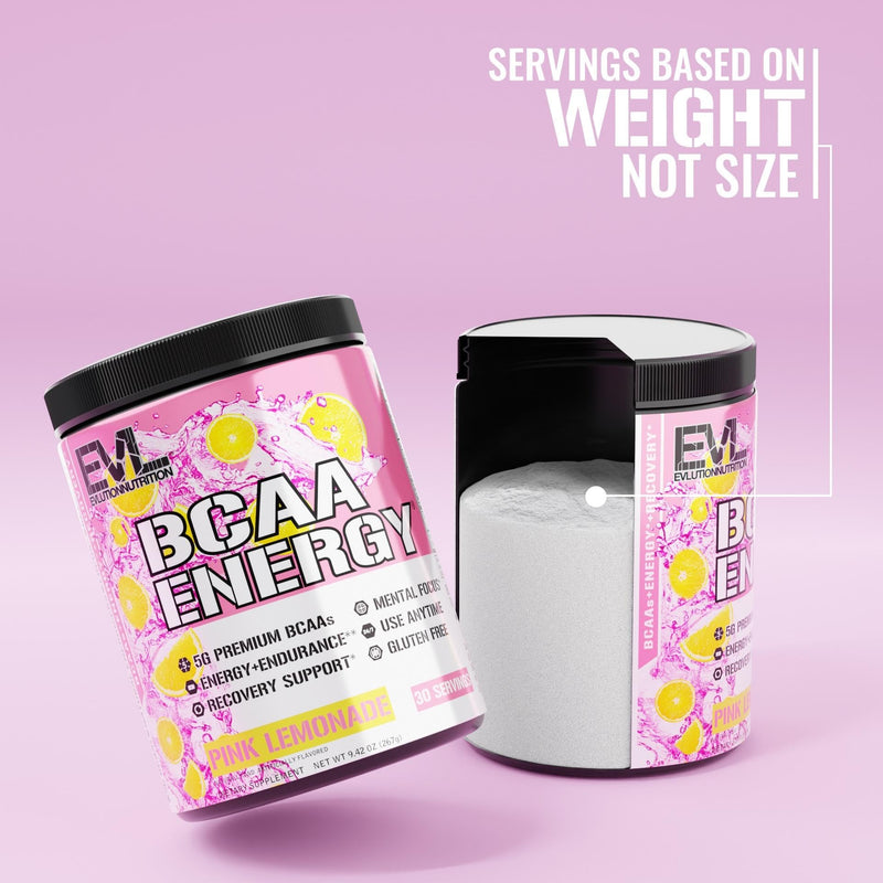 [Australia] - EVL BCAAs Amino Acids Powder - BCAA Energy Pre Workout Powder for Muscle Recovery Lean Growth and Endurance - Rehydrating Post Workout Recovery Drink with Natural Caffeine - Pink Lemonade 30 Servings 