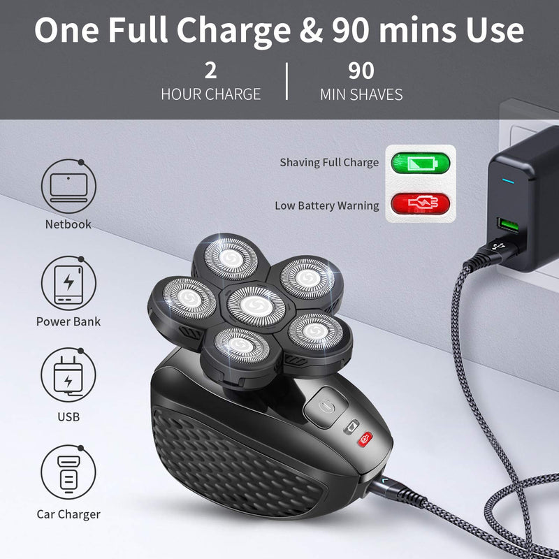 Head Shavers for Men - Upgraded Multifunctional Bald Head Shaver, Waterproof Electric Razor for Men Cordless Rechargeable Shaving Grooming Kit (Gray) Gray