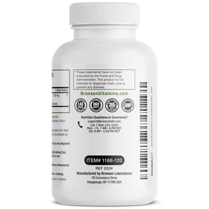 [Australia] - Bronson Maca Root Extra Lepidium Meyenii, Non-GMO, 120 Vegetarian Capsules Unflavoured 120 Count (Pack of 1) 