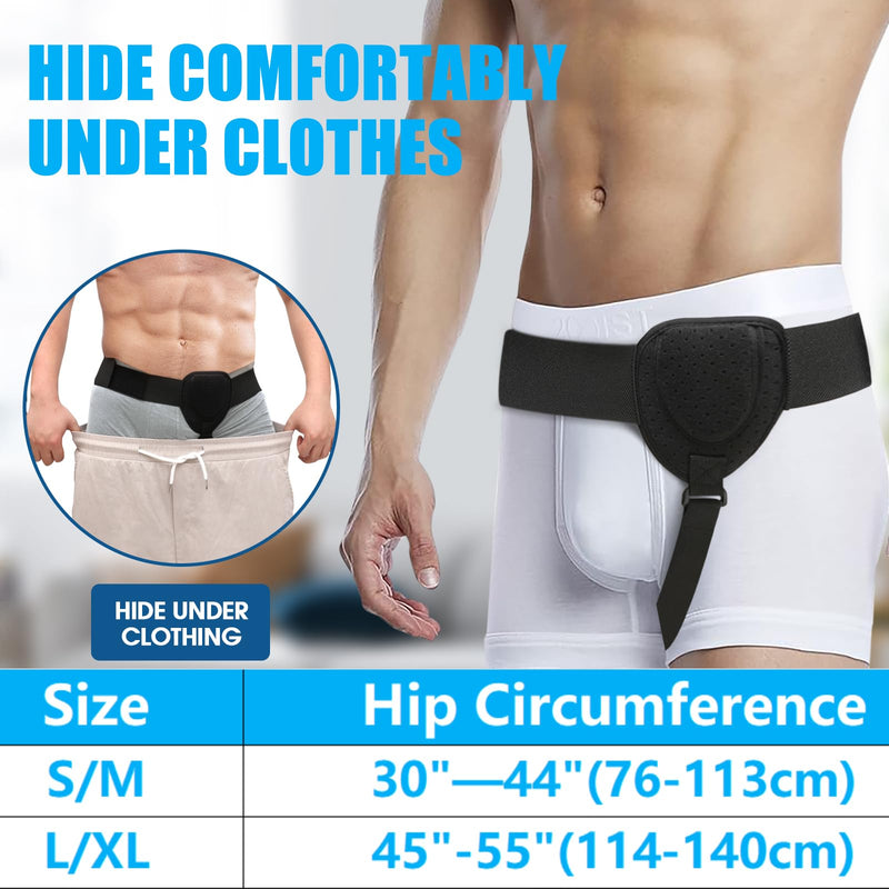 COSTICA Hernia Belts for Men, Inguinal Hernia Support Belt for Men and Women, Adjustable Groin Belt Fits Left or Right Side, Support Truss for Inguinal, 1 Removable Compression Pad, 1 PCS, L/XL Large/X-Large (Pack of 1) Black