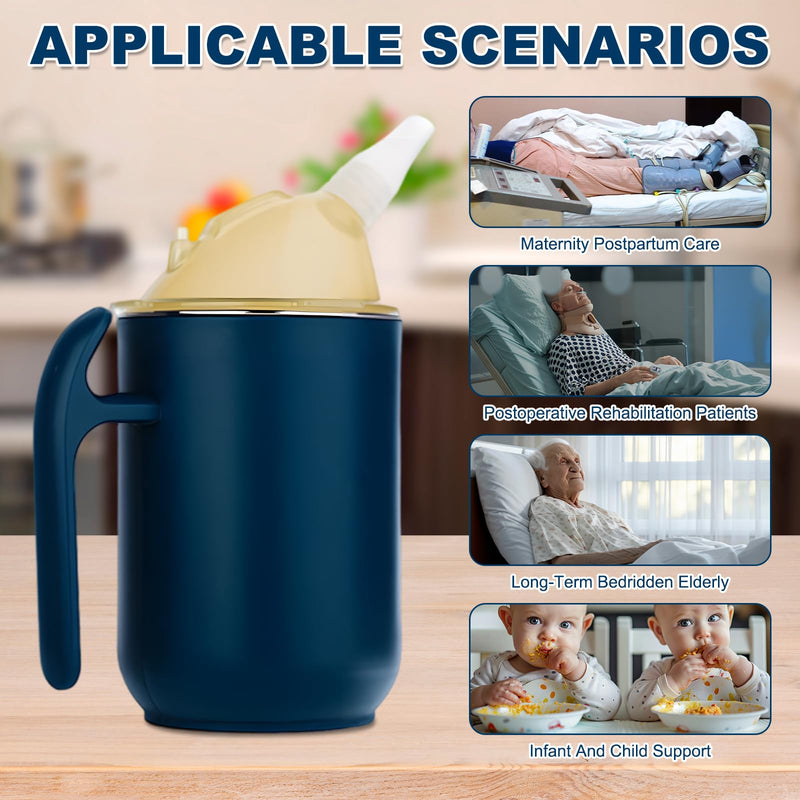 3-in-1 Leak-Proof Drinking Cup Stainless Steel 400 ml Sippy Cup Seniors with Handles, Sippy Cup for Seniors, for Seniors, Patients, Disabled People, Maternity, Leak-Proof