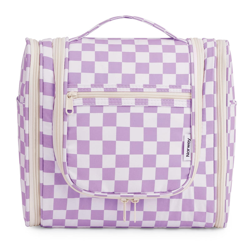 Narwey Checked Hanging Travel Toiletry Bag with Makeup Bag Travel Cosmetic Bag for Women