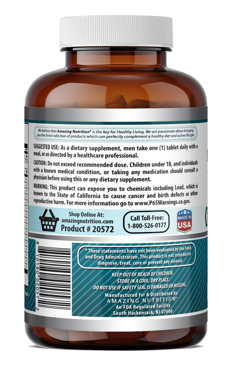 Amazing Formulas Men's One Multivitamin Supplement | Food Based | 150 Tablets | Perfect Blend of Vitamins, Minerals & Probiotics | Non-GMO | Gluten-Free | Made in USA Unflavored 150 Count (Pack of 1)