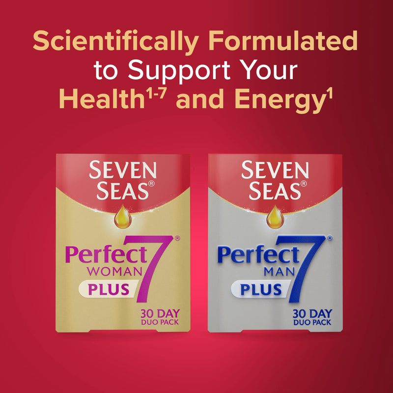 Seven Seas Perfect7 Woman Plus, Multivitamin For Women With Omega-3, Vitamin D And Zinc For Women’s Health Support 1-7, 30 Tablets plus 30 Capsules, 1 Month Supply