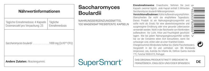 [Australia] - Saccharomyces Boulardii - Supports the restoration of balance in the intestinal flora and helps reduce digestive problems - 20 billion CFU - Vegan - from Supersmart 