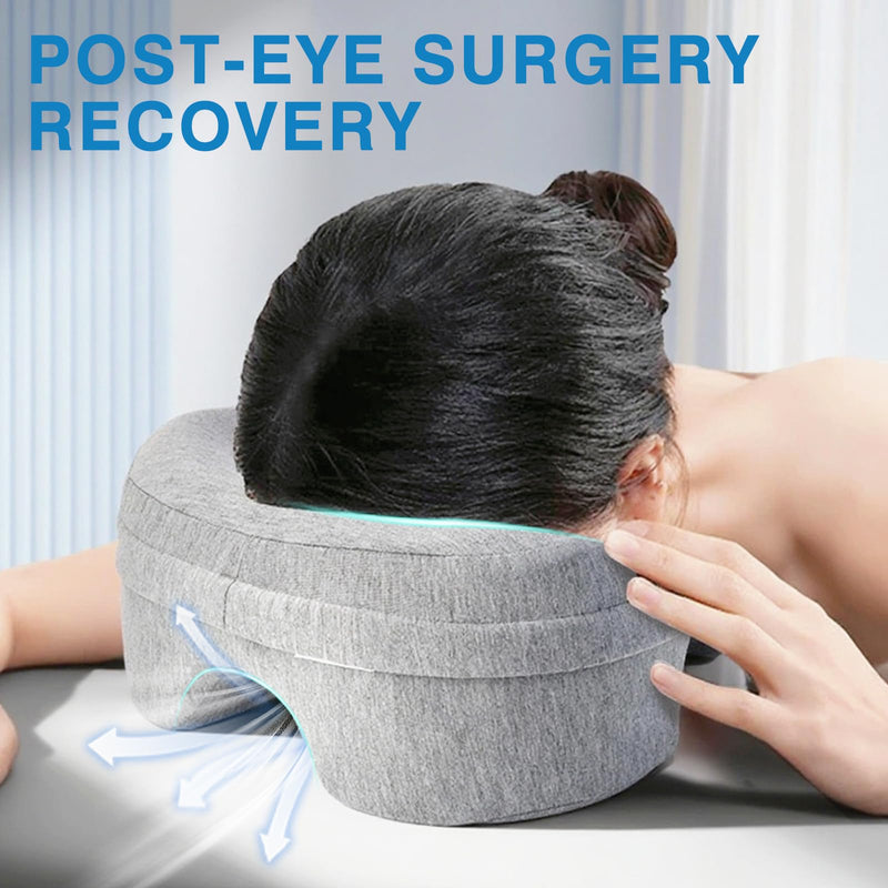 [Australia] - Face Down Pillow for Bed, Massage Headrest Face Pillow After Eye Surgery, Memory Post-Eye Recovery or Beach Tanning, Prone Sleepers with Breathable Design, Removable Grey Cover(Light Gray) Light Gray 