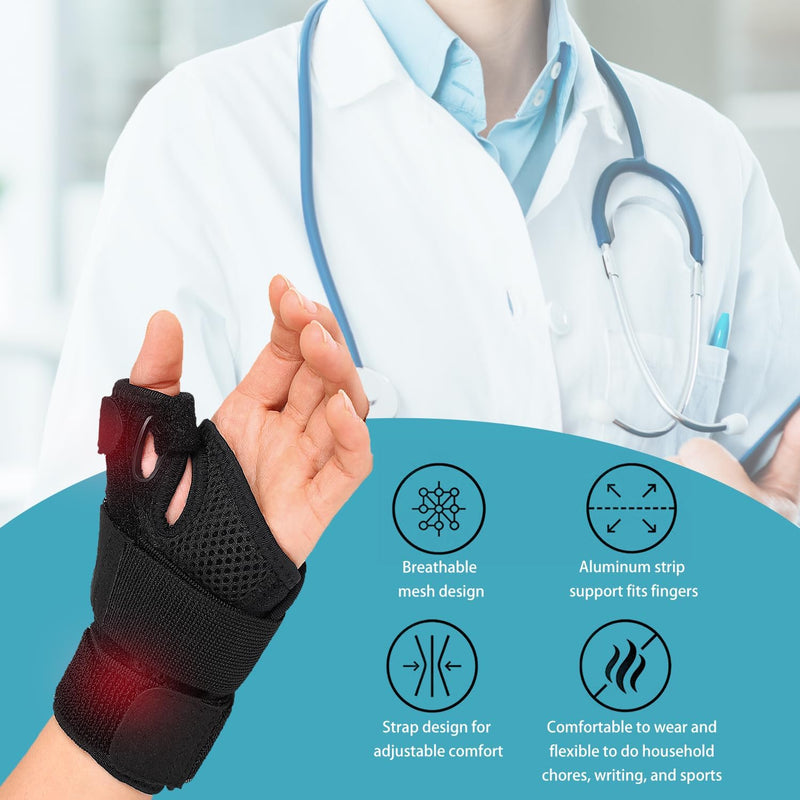 [Australia] - Trigger Thumb Splint - Thumb Spica Support Brace Stabilizer for Pain, Sprains, Arthritis, Tendonitis (Right Hand or Left Hand) (Black) Black 