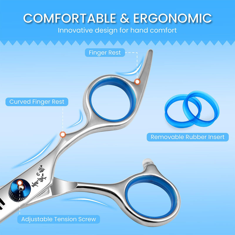 Hair Cutting Scissors, Thinning Shears Professional Haircut Scissors, 6.0 Inch Texturizing Teeth Shears for Hairdressing, Salon and Home Use Silver-6.0 Inch Tooth