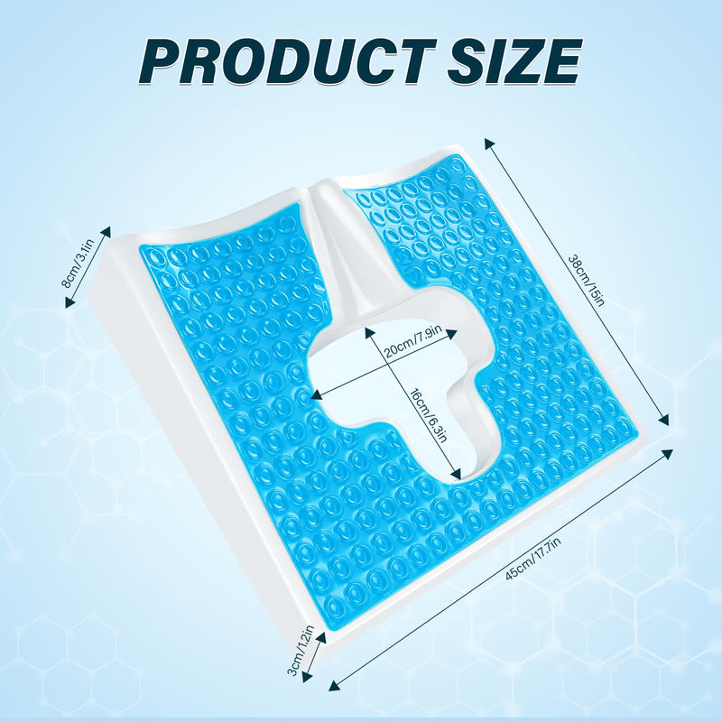 [Australia] - Bed Sore Cushion for Butt, Breathe Freely Fiber Anti Bed Sore Cushion, Bedsore Cushions, Gel Memory Foam T Shaped Opening, Butt Support Pillow for Bedridden, Post-Operative, Sedentary Office Blue 