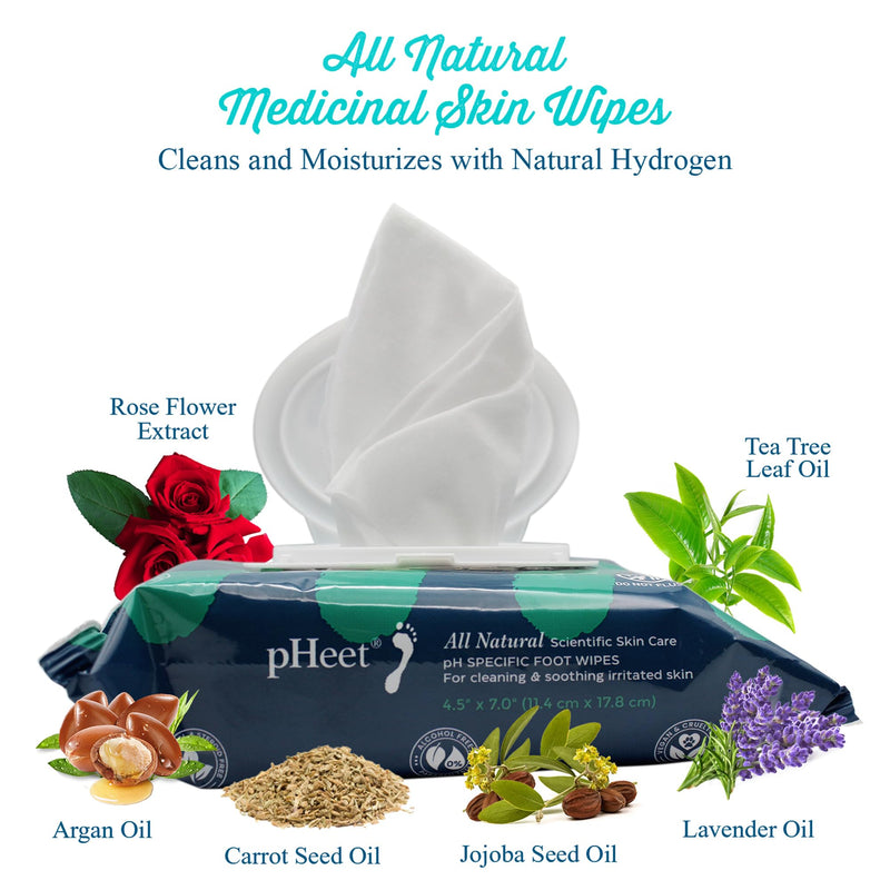 pHeet® Foot Wipes All-Natural Antifungal & Antibacterial Formula 72ct | Cleanses, Moisturizes, Prevents & Kills Athlete's Foot, Toenail & Foot Fungus, Odor & Improves Dry, Cracked, Flaky Skin