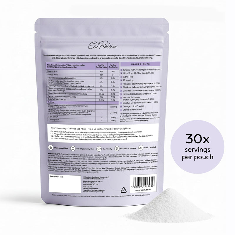 Orange FibreMaxx + Gut Boost | Full Spectrum Fibre with Live Cultures & Digestive Enzymes | 12g Daily Fibre, Supports Gut Microbiome, Digestion & Balance | Vegan | Sugar Free | 30 Servings