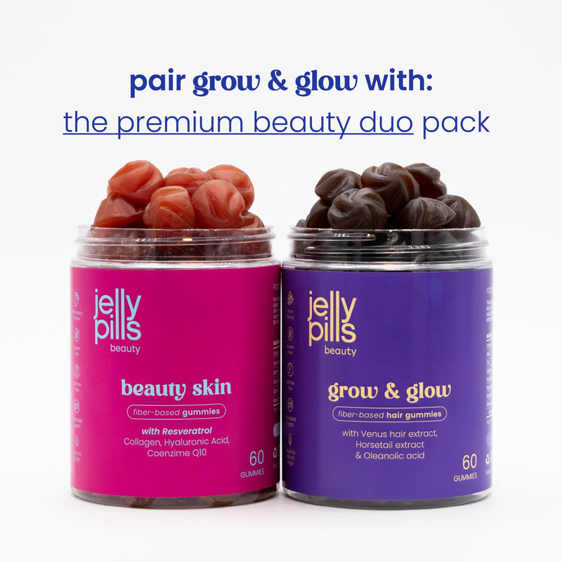 Jelly Pills Hair Gummies with Biotin, Horsetail and Oleanolic Acid - 60 Vegan Gummies - No Added Sugar - Raspberry Flavour - Hair, Skin & Nails
