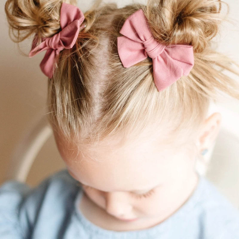 [Australia] - 40Pcs 3.5Inch Hair Bows Clips for Baby Girls, Oaoleer Neutral Linen Pigtail Bows Double Bun Ponytail Bow Hair Barrettes Accessories for Babies Infant Toddlers Kids in Pairs Toddler Bows -1 