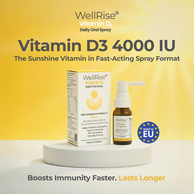 Wellrise Vitamin D3 4000 IU Daily Oral Spray – High Strength Vitamin D3 Supplement for Immunity, Bone & Muscle Support – Vitamin D Spray for Adults – Sugar-Free & Vegetarian – 200 Sprays