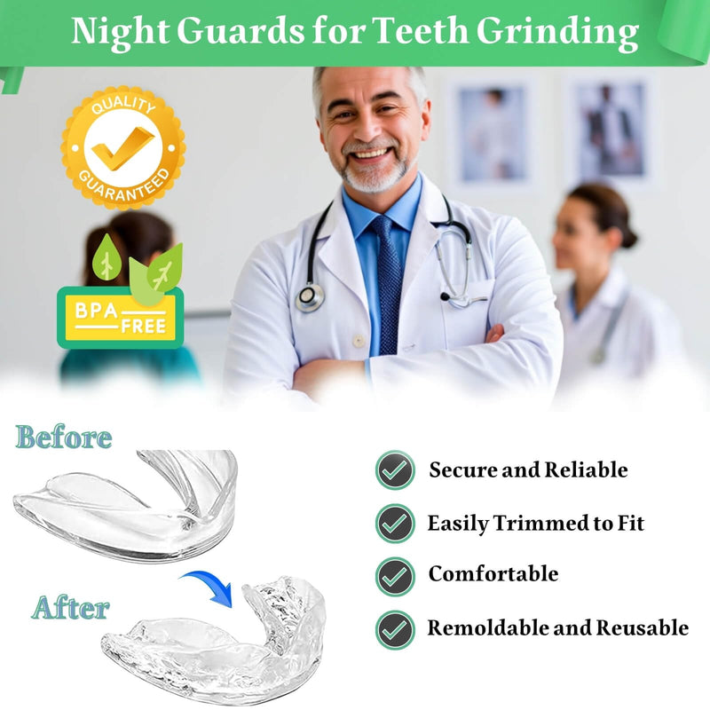 [Australia] - Mouth Guard for Clenching Teeth at Night, 4 Pack Night Guards for Teeth Grinding, Reusable Teeth Grinding Mouth Guard, Mouthguards for Grinding of Teeth 