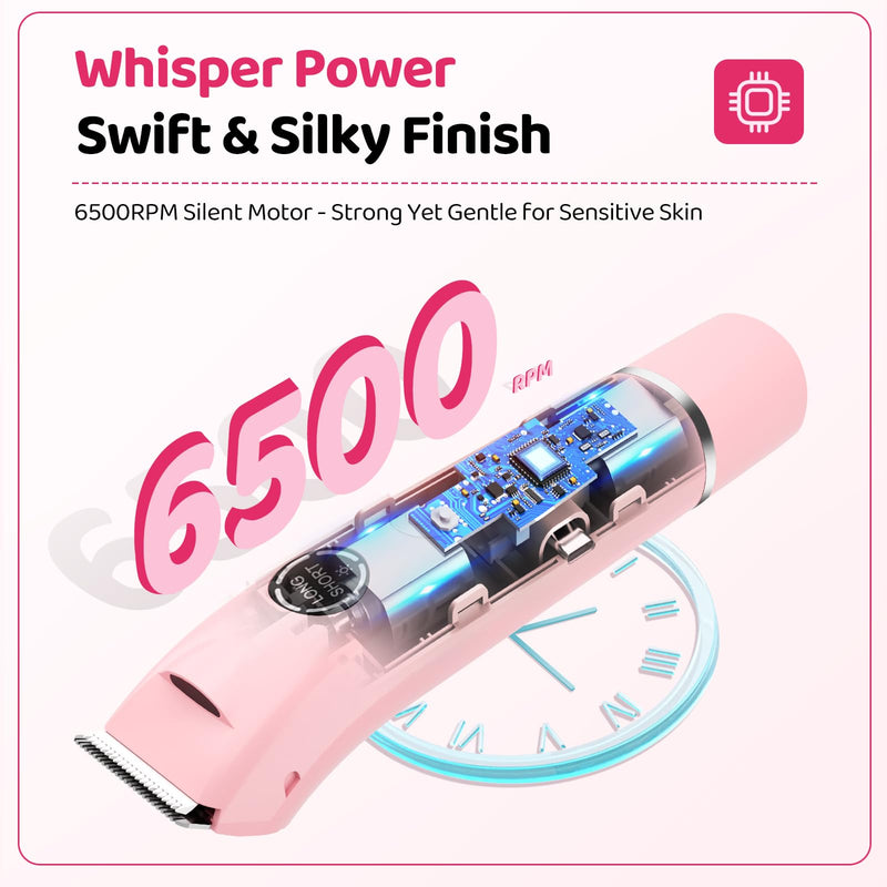 [Australia] - 4-in-1 Bikini Trimmer for Women - Painless Electric Razor for Silk Skin, Cordless Body Shaver 4 Heads, Lady Facial Razor Travel Kit, IPX7 Waterproof, USB-C Charge, Ideal for Teens Brides, Pink 