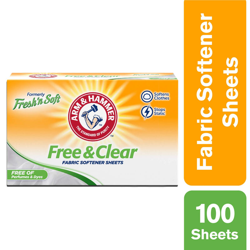 [Australia] - Arm & Hammer Fabric Softener Sheets, Free of Perfumes and Dyes, 100 ct 100 Count (Pack of 1) 