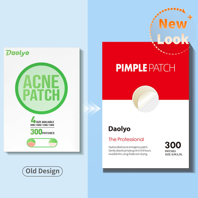 [Australia] - Pimple Patches for Face, 4 Size 300 Counts Acne Patches, Hydrocolloid Patches for Covering Zits and Blemishes, Spot Stickers with Salicylic Acid, Tea Tree Oil & Calendula Oil 