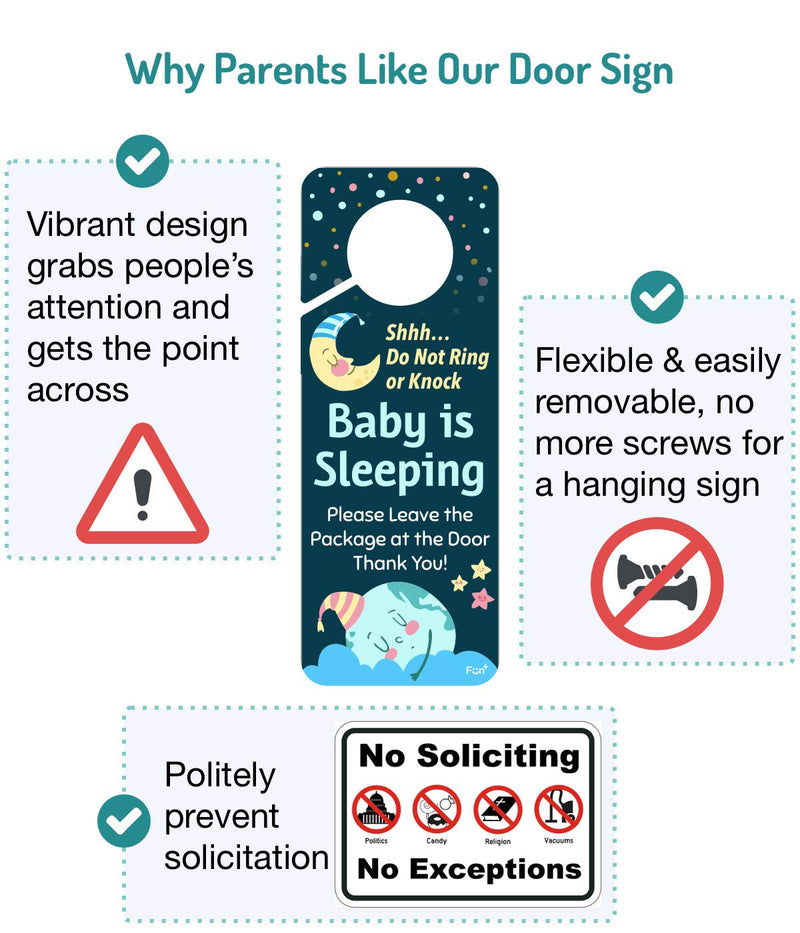 [Australia] - Funplus Baby Sleeping Sign - Do Not Knock or Ring - Plastic Door Knob Hanger Sign Type B 
