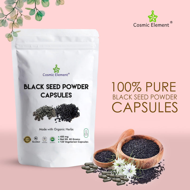 [Australia] - 100% Pure Black Seed Powder Capsules Organic - Vegan Nigella Sativa 450mg Black Cumin Seeds per Serving for Health - 120 Capsules 120 Count (Pack of 1) 