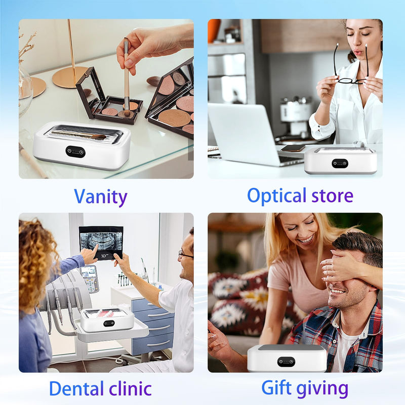 [Australia] - Jewelry Cleaning Ultrasonic Machine with 3 Modes Timer, 40W 22oz (640ml) 49KHz Portable Professional Jewelry Cleaning Ultrasonic Eyeglass Cleaner for Watches, Dentures, Ring, Razor,Makeup Brush White 