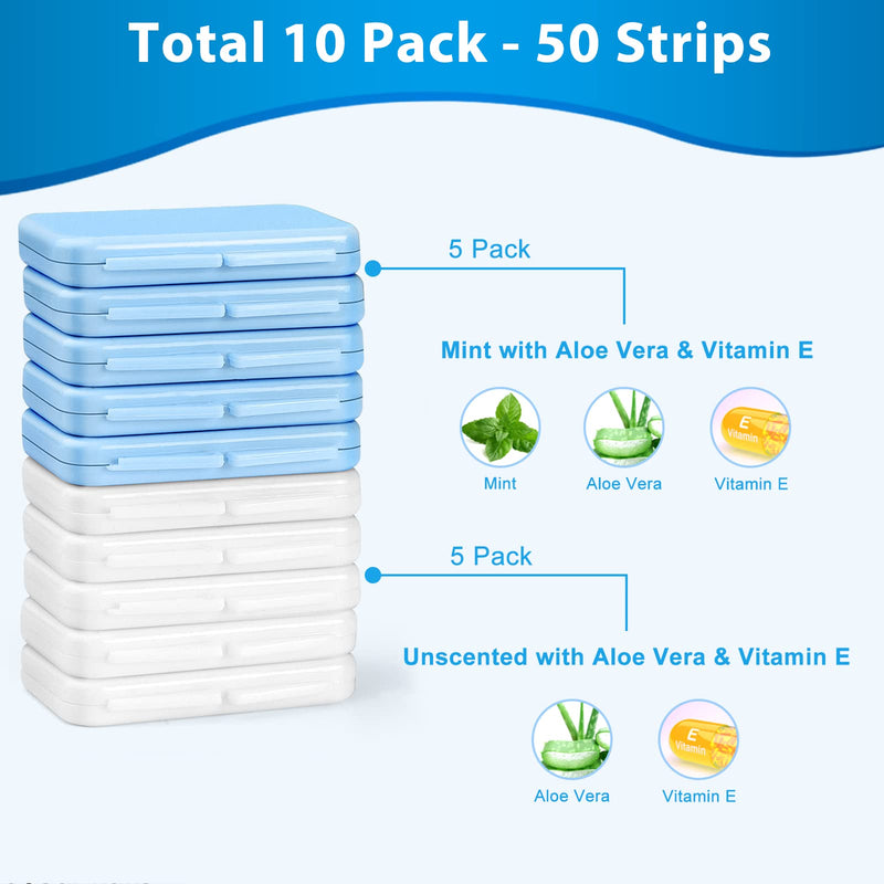 [Australia] - Braces Wax Precut, 10 Pack 50 Strips 350+ Perfect Size Dots,Includes Separate Cases,Big Storage Box & 2 Removal Tools, Food-Grade Premium Dental Wax- Stick Better(Unscented/Mint+Aloe Vera+Vitamin E) 
