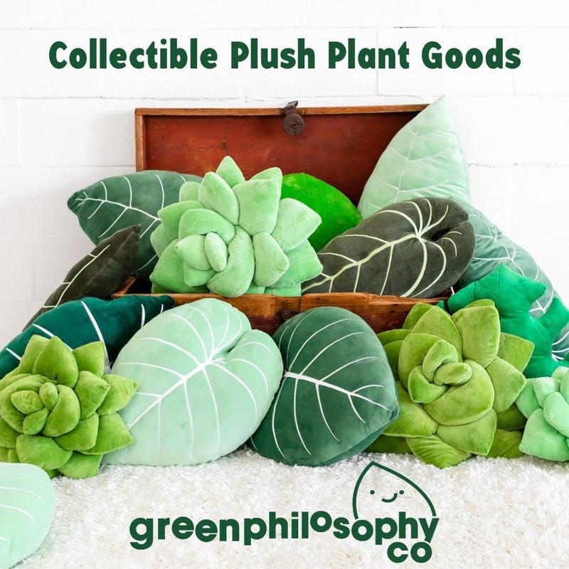 [Australia] - Green Philosophy Co. Plush Leaf Pillow - 3D Accent Succulent Leaf Throw Pillow for Couch Sofa Living Room Home Decor for Plant Lovers, Garden Lovers, Green Thumb Family & Friends Lil Pop (16 Inches) Olive Green 