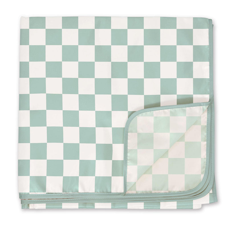 [Australia] - Tiny Twinkle Mess-Proof Splat Mats for Under high Chairs or Table Cover Art Projects for Baby and Toddler - Waterproof, Washable Floor or Table Splash mat 51" x 51" (Sage Checkers) 51x51inch Sage Checkers 