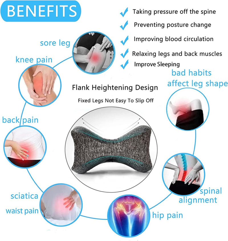 [Australia] - Leg Pillow, Knee Pillow for Side Sleepers, Leg Pillows for Sleeping, Knee Cushion for Sleeping,Suitable for Relieving Leg, Back, Knee Pain Grey Without Straps 