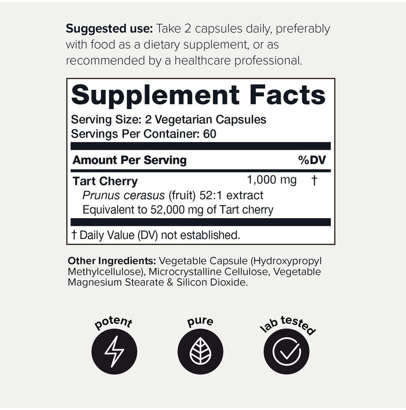 [Australia] - Toniiq Ultra High Strength Tart Cherry Capsules - 52,000mg 52x Concentrated Extract - Highly Concentrated and Bioavailable - 120 Capsules 