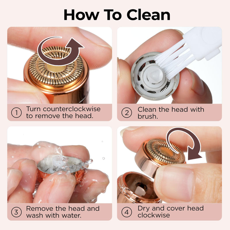 Facial Hair Removal for Women: Electric Face Razor with LED Light - Painless & Instant Results Mini Shaver for Travel Use (Rose Gold) Rose Gold