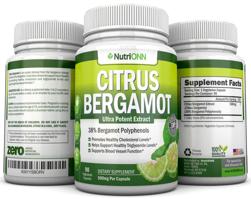 [Australia] - Citrus Bergamot - 500 mg - 90 Vegetarian Capsules - 38% Polyphenols - Natural Premium Quality Citrus Bergamot Extract - Promotes Healthy Triglyceride Levels 