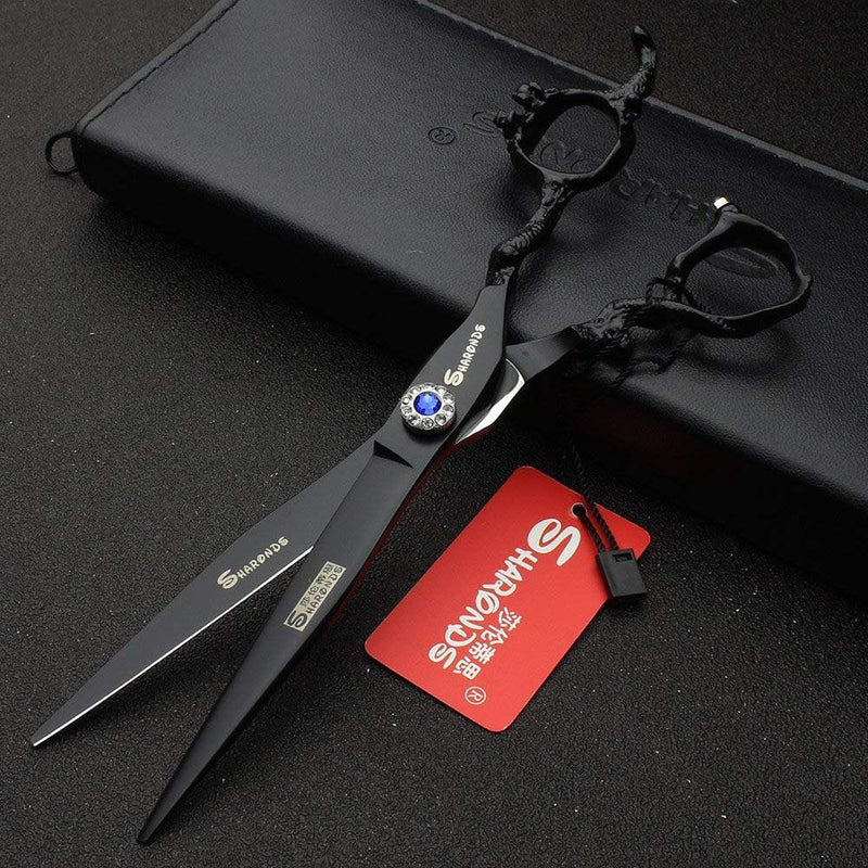 7 inch salon personalized scissors 19 cm cool black salon hair styling hair scissors stainless steel hair tools 7 Inch Flat