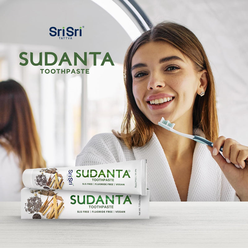 Sudanta 200g - 3 Pack - Herbal Fluoride-Free, Paraben-Free, Vegan, Natural Toothpaste with Ayurvedic Herbs Herbal-200g-Pack of 3