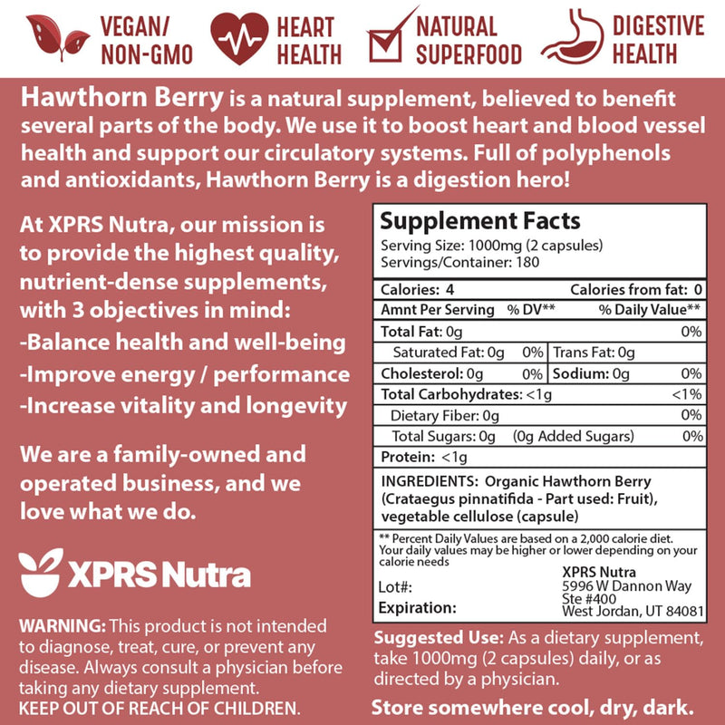 [Australia] - Hawthorn Berry Powder Capsules - 360 Count (6 Month Supply) - Premium Hawthorn Berry Capsules for Cardiovascular Support - Hawthorne Berry Powder - An Ideal Hawthorne Supplement for Men and Women 