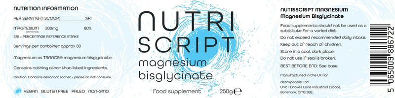 Magnesium Bisglycinate Powder 250g Nutriscript