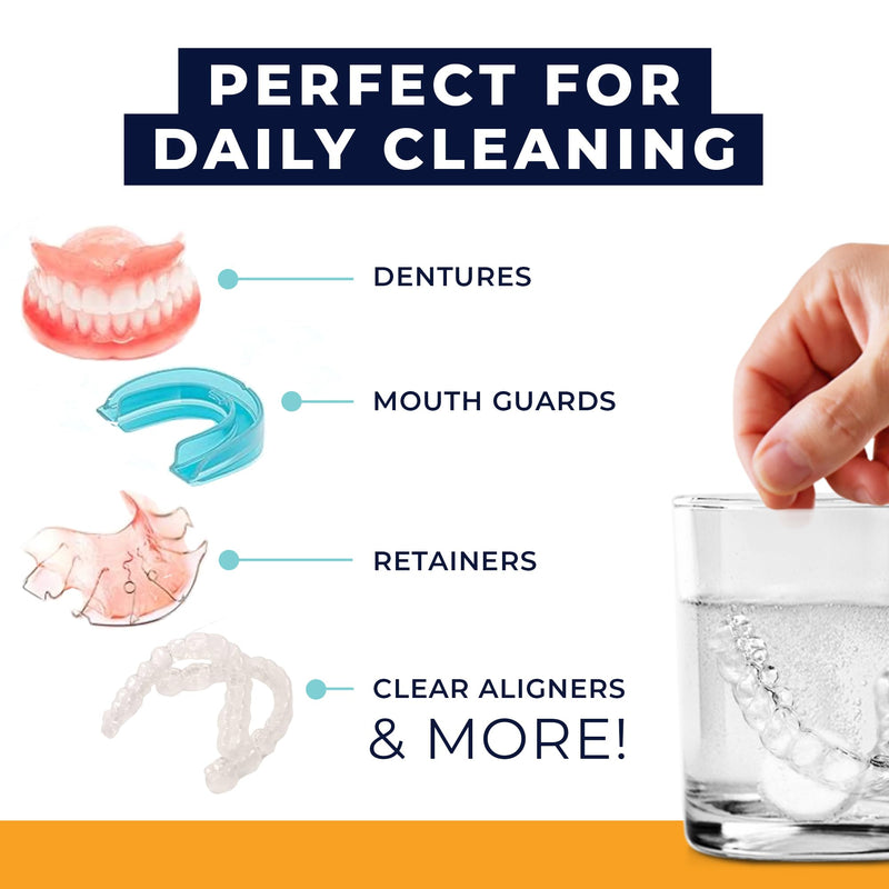 [Australia] - Retainer Cleaner Tablets 120 - Invisalign Cleaner - Denture Cleaner. Efferdent Retainer Cleaner Tablets, Night Guard, Mouth Guards, Aligners & Dental Appliance Cleaner - 4 Month Supply. 
