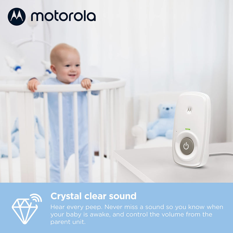 [Australia] - Motorola AM24 Audio Baby Monitor with LCD Screen - 1000ft Range, Secure & Private Connection, Two-Way Talk, Room Temperature Sensor, Portable Parent Unit (Built-in Rechargeable Battery) 2021 Model 