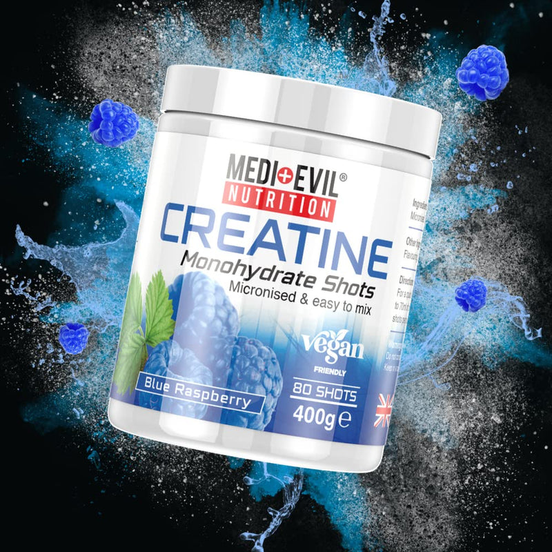 Medi-Evil Nutrition Creatine Monohydrate Shots Powder Form 400g (Blue Raspberry) Blue Raspberry