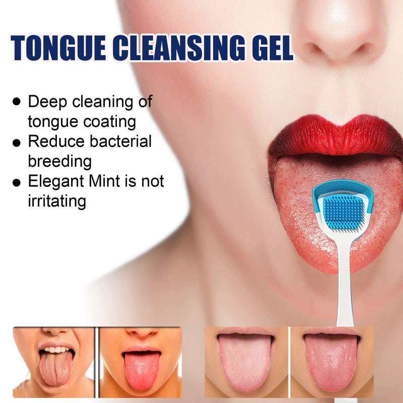 [Australia] - Tongue Cleaning Gel Set, Tongue Cleaner Gel with Tongue Brush, Easy to Use for Adults Kids, Tongue Scraper Scrubber for Adults with Cleaning Gel 