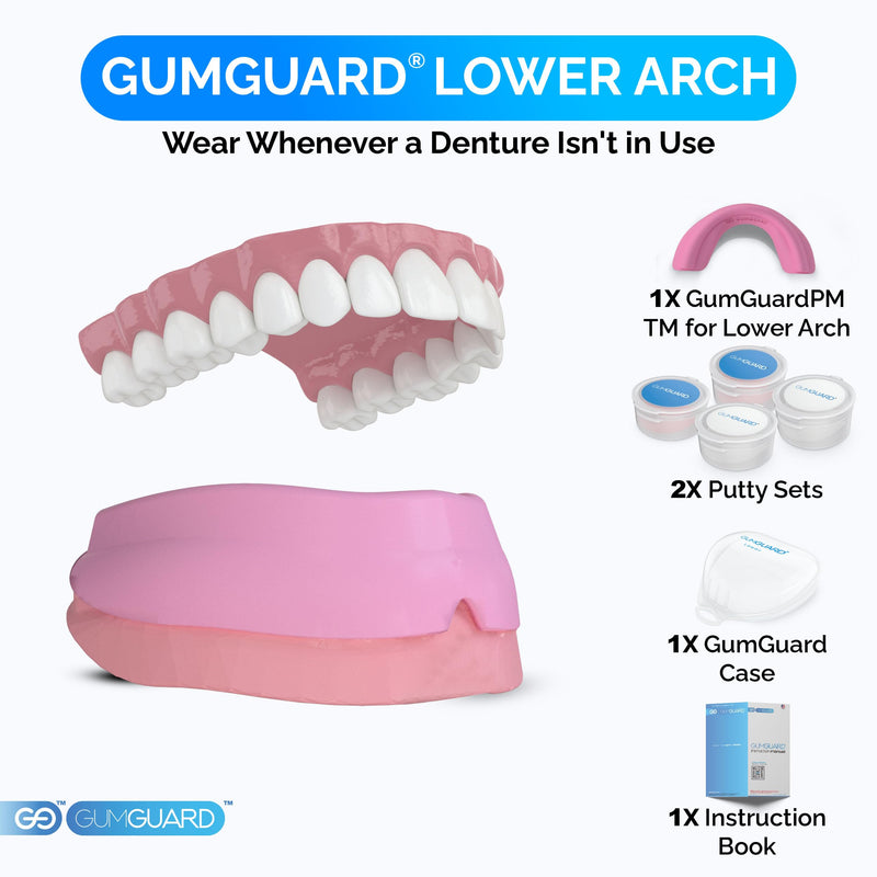 [Australia] - GumGuard Denture Mouthguard Soft, Customizable Fit for Upper & Lower Arches, Relief for Grinding & Clenching - Ideal for Denture Wearers & Implant Patients Ultrasoft Lower Pink Guard 1 UltraSoft Lower Arch 