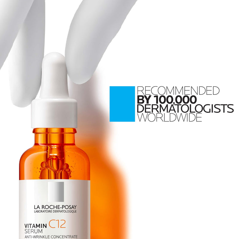 La Roche-Posay Pure 12% Vitamin C Serum for Face with Hyaluronic Acid & Salicylic Acid, Hydrating Face Serum, Boost Radiance & Reduce Wrinkles, 2 Formulas for Normal or Oily Skin Control 1.01 Fl Oz (Pack of 1)