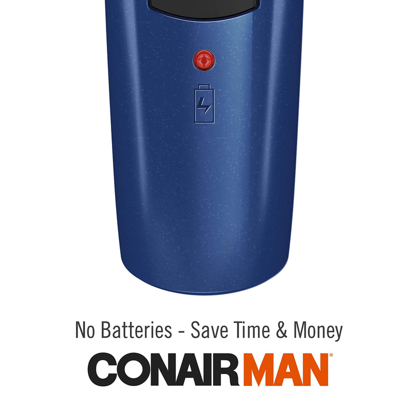 [Australia] - ConairMAN Beard Trimmer for Men Includes Nose and Ear Hair Trimmer and with 5-Position Comb Attachment, 5 piece Men's Grooming Kit, Battery Operated Blue 5 Piece Set 